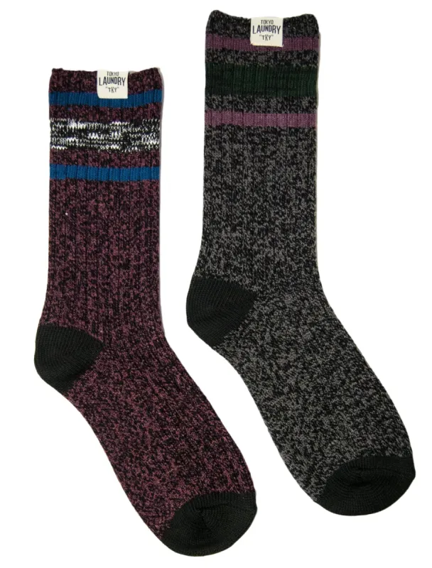Tokyo Laundry Baypark red & grey socks (2 Pack) sold by Tokyo Laundry