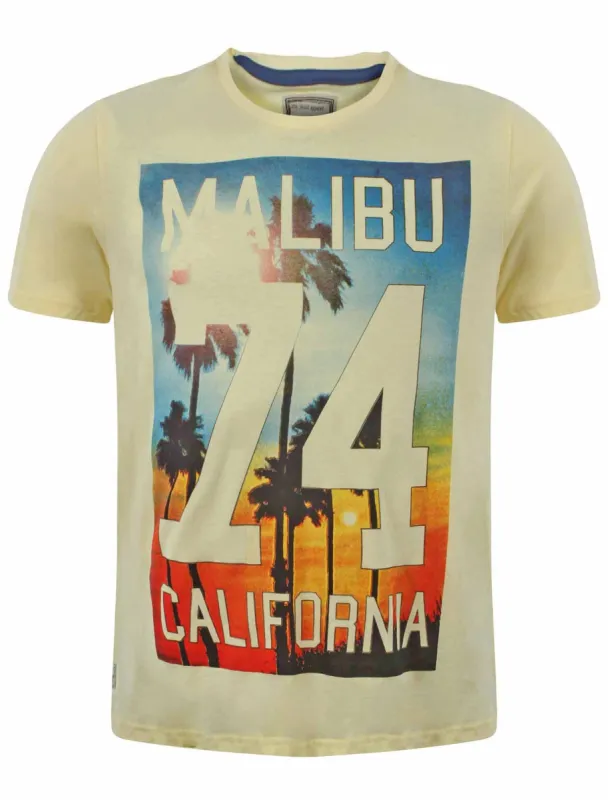 Malibu 74 Crew Neck T-Shirt in Pale Yellow - South Shore sold by Tokyo Laundry