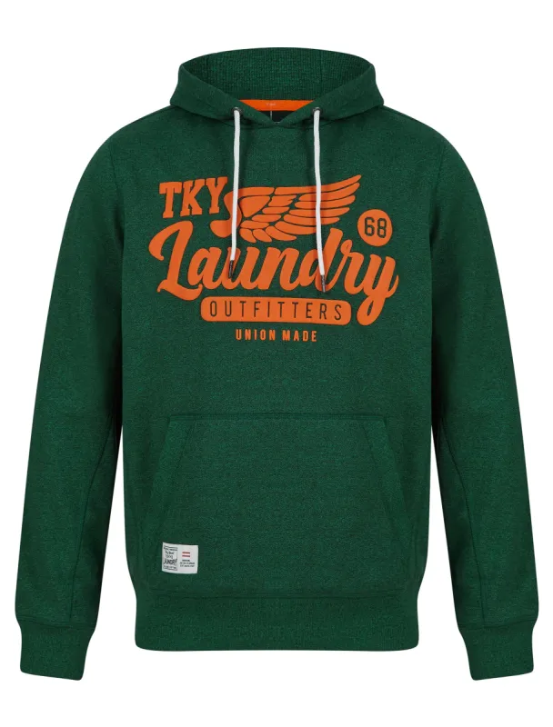 Fayle Motif Brushback Fleece Pullover Hoodie in Green Grindle - Tokyo Laundry sold by Tokyo Laundry