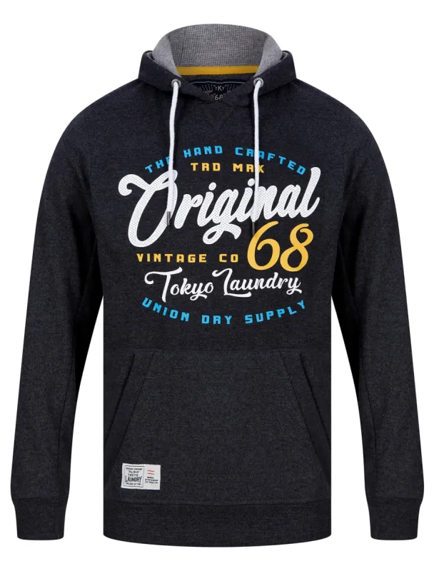 Triv Motif Brushback Fleece Pullover Hoodie in Black Marl - Tokyo Laundry sold by Tokyo Laundry