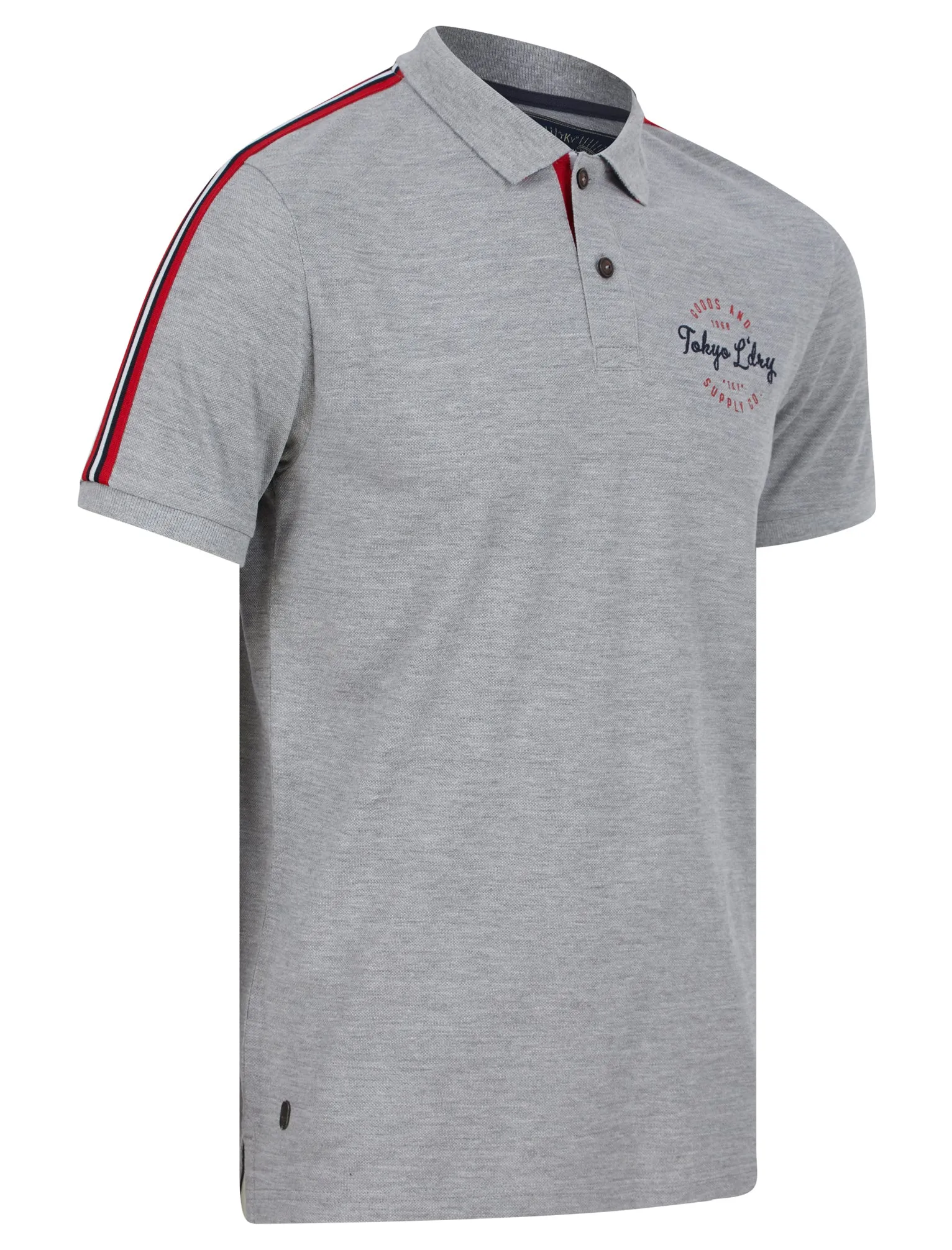 Taper Cotton Pique Polo Shirt in Light Grey Marl - Tokyo Laundry sold by Tokyo Laundry
