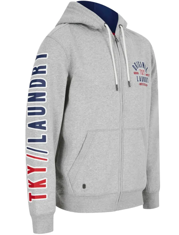 Spark Zip Through Hoodie With Sleeve Detail In Light Grey Marl - Tokyo Laundry sold by Tokyo Laundry
