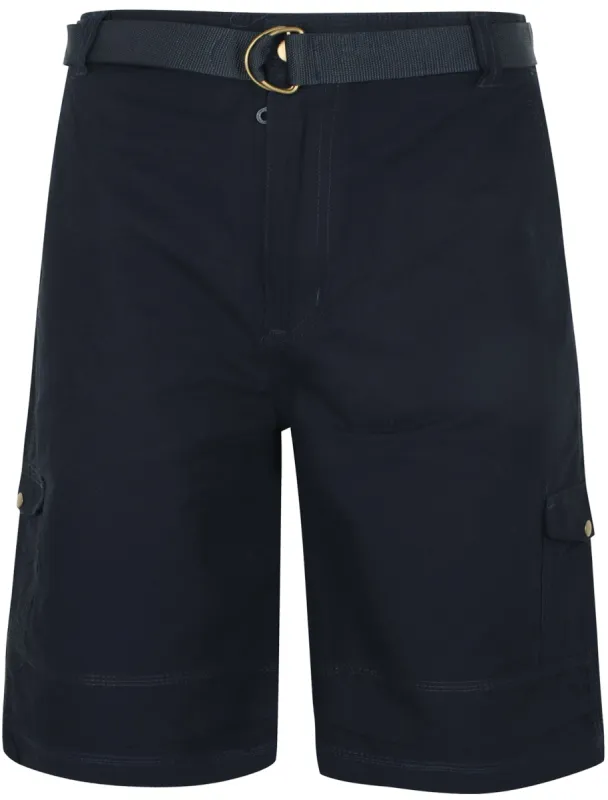 Juno Ripstop Cotton Cargo Shorts with Belt In Navy Blue sold by Tokyo Laundry