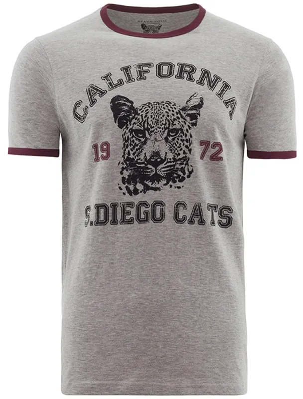 Diego Motif Crew Neck Ringer T-Shirt in Grey Marl made by Brave Soul