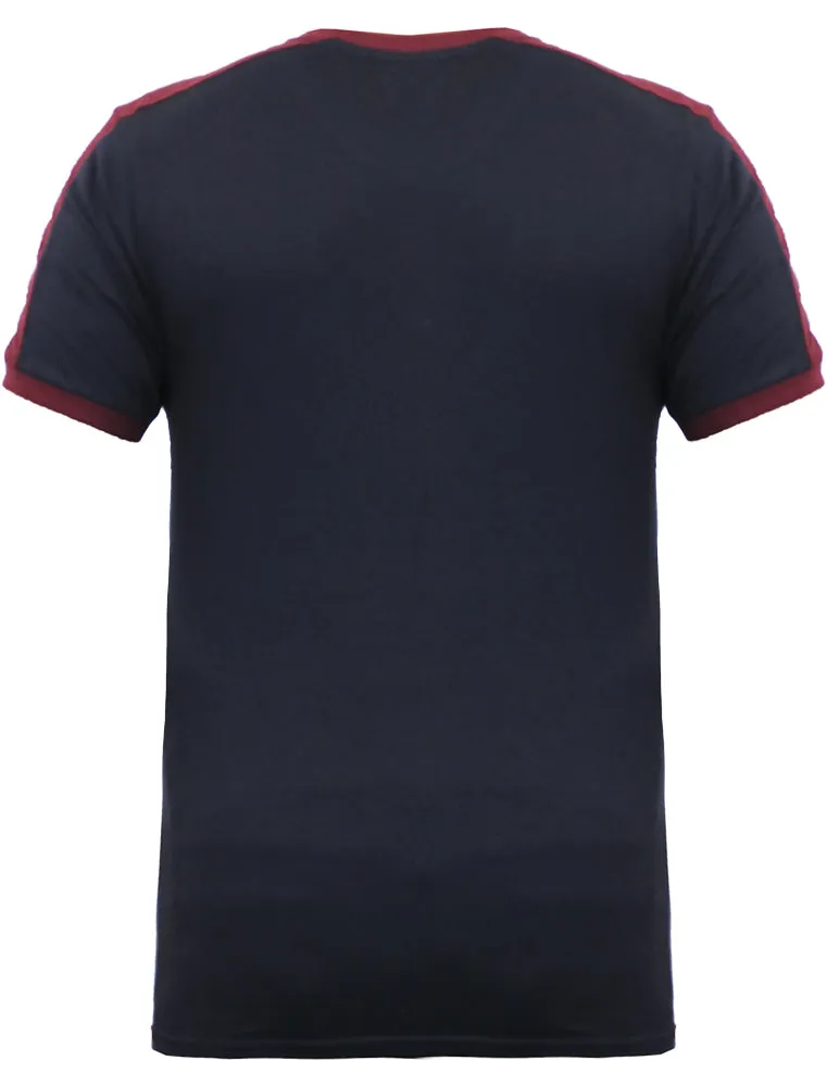 Satori Baseball Motif Crew Neck Ringer T-Shirt in Navy sold by Tokyo Laundry product image thumbnail 2