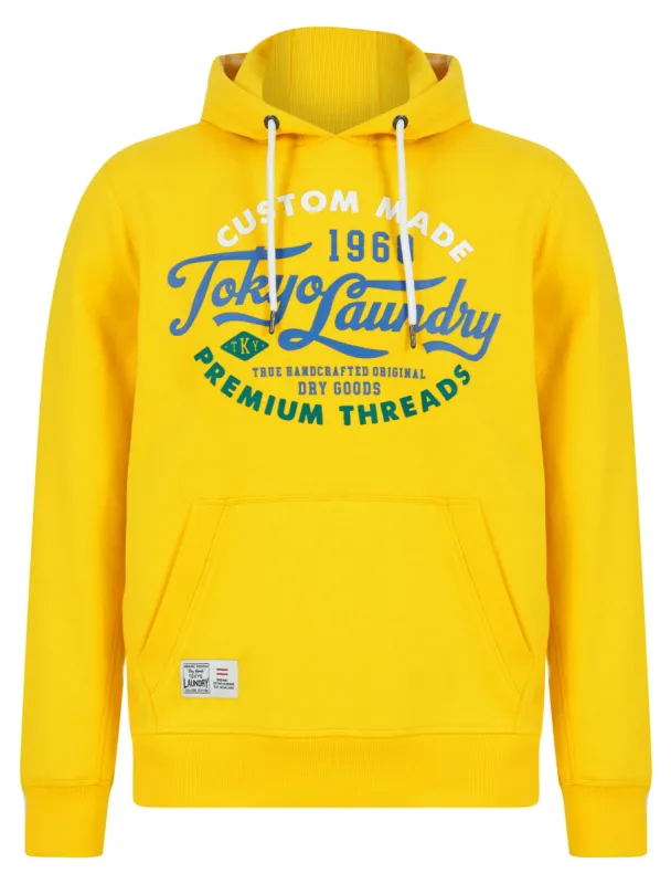 Bluesy Motif Brushback Fleece Pullover Hoodie in Mimosa Yellow - Tokyo Laundry sold by Tokyo Laundry