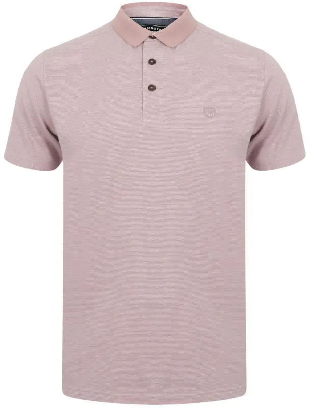 Norfolk Cotton Textured Jersey Polo Shirt in Deauville Mauve - Kensington Eastside sold by Tokyo Laundry