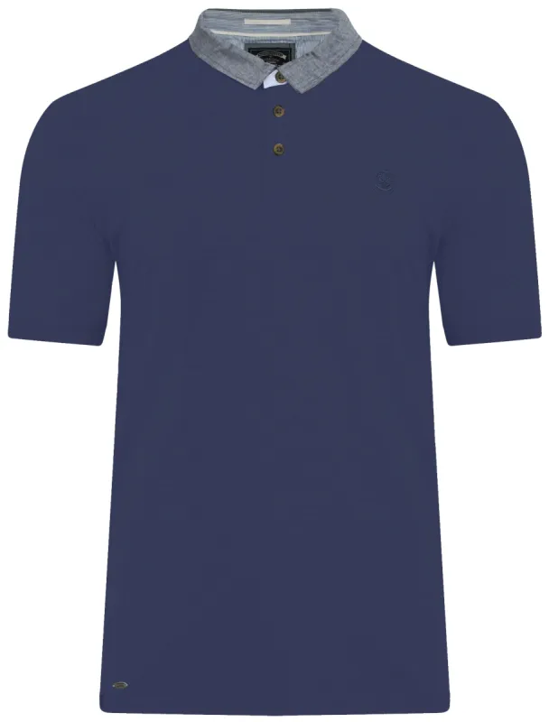 Dunstable Chambray Collar Polo Shirt in Bijou Blue - Kensington Eastside sold by Tokyo Laundry