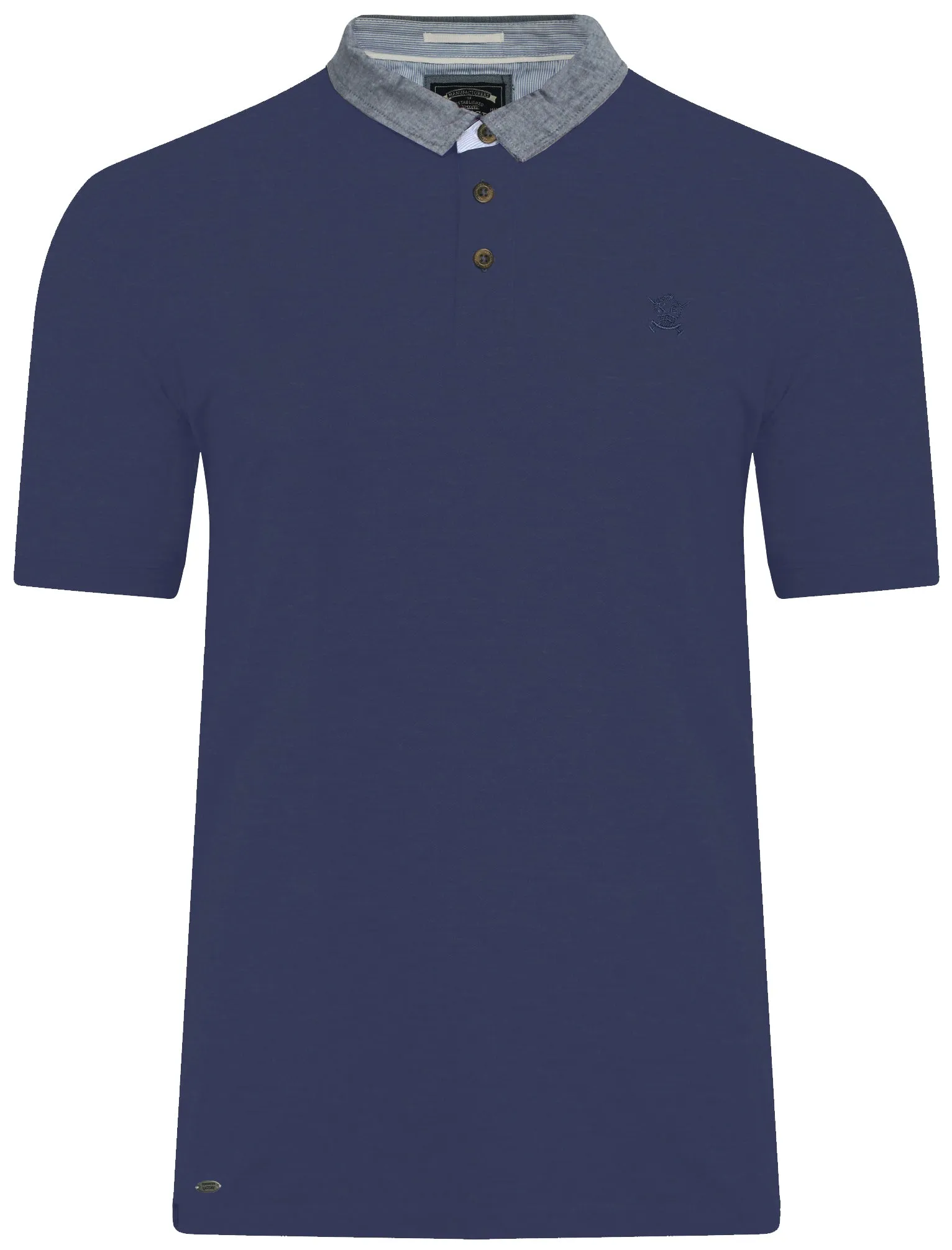 Dunstable Chambray Collar Polo Shirt in Bijou Blue - Kensington Eastside sold by Tokyo Laundry
