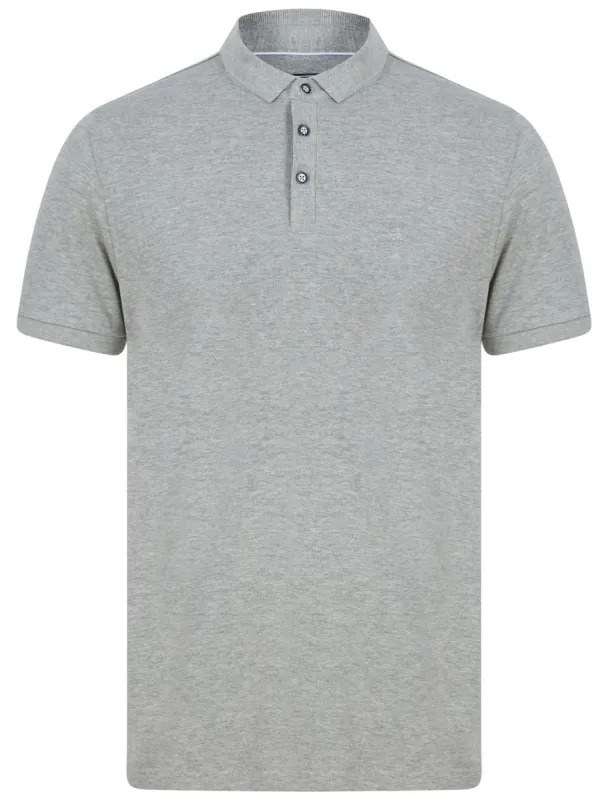 Penfold Cotton Rich Woven Polo Shirt in Light Grey Marl - Kensington Eastside sold by Tokyo Laundry