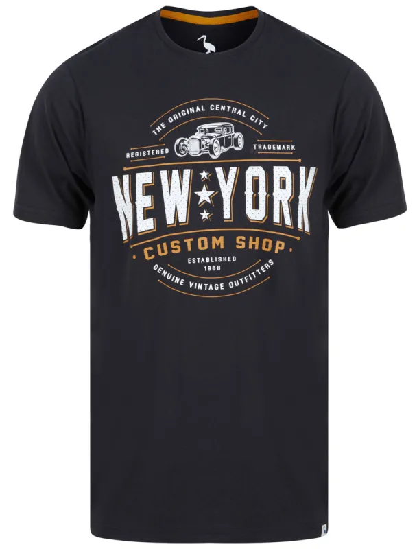 NY Custom Motif Cotton Jersey T-Shirt in Jet Black - South Shore sold by Tokyo Laundry