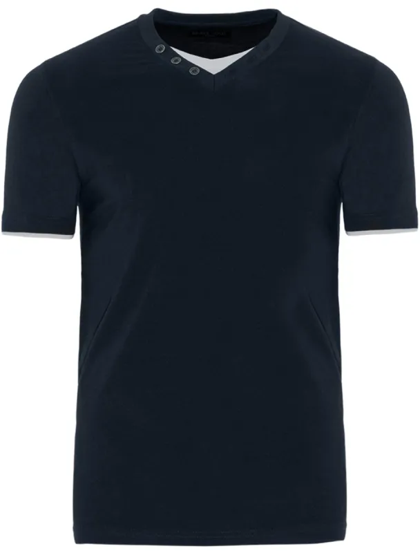 FableC Mock Insert Short Sleeve T-Shirt in Navy sold by Tokyo Laundry