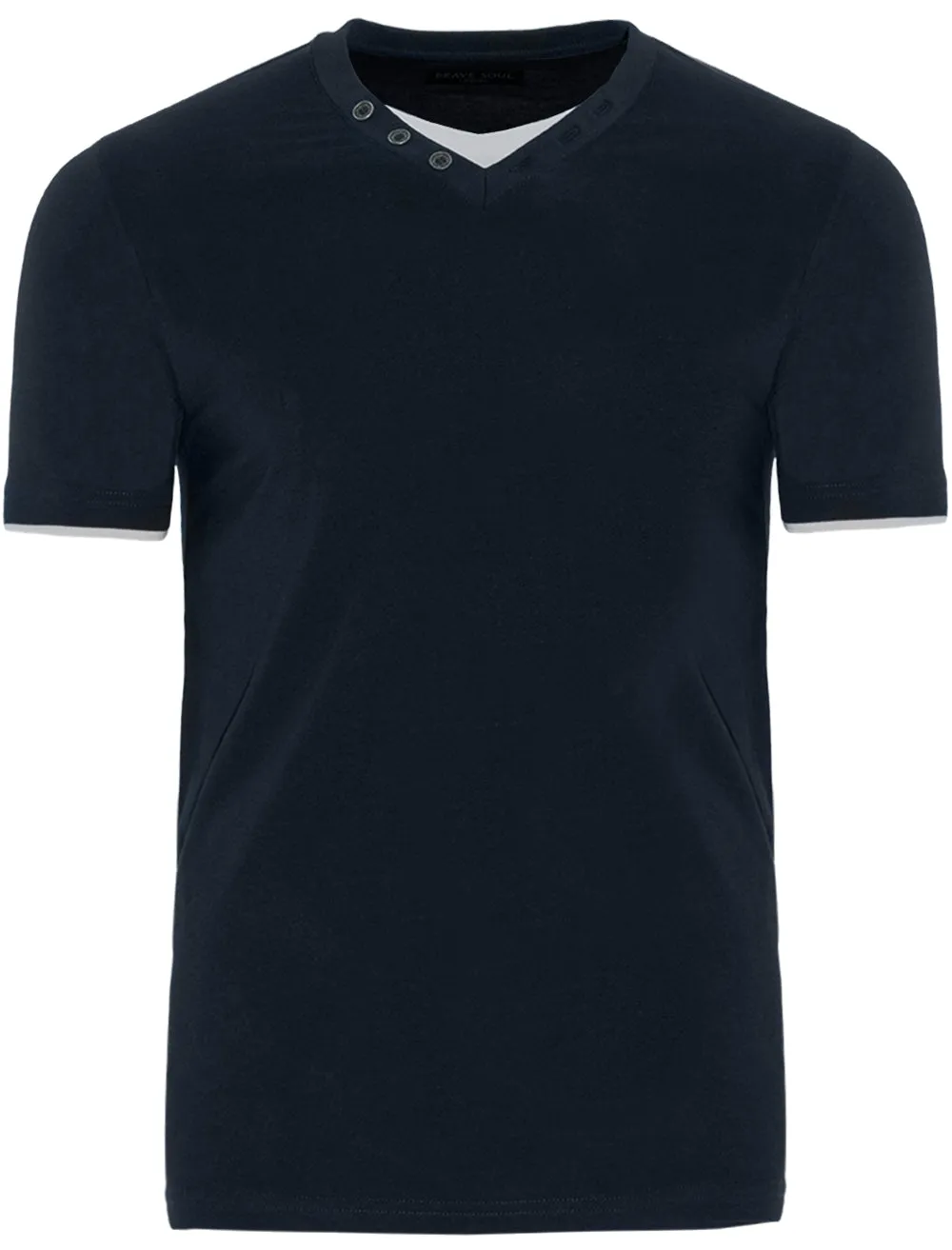 FableC Mock Insert Short Sleeve T-Shirt in Navy sold by Tokyo Laundry