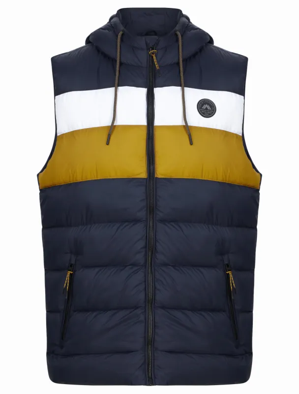 Therius Micro Fleece Lined Quilted Puffer Gilet with Hood in Golden Brown - Tokyo Laundry sold by Tokyo Laundry