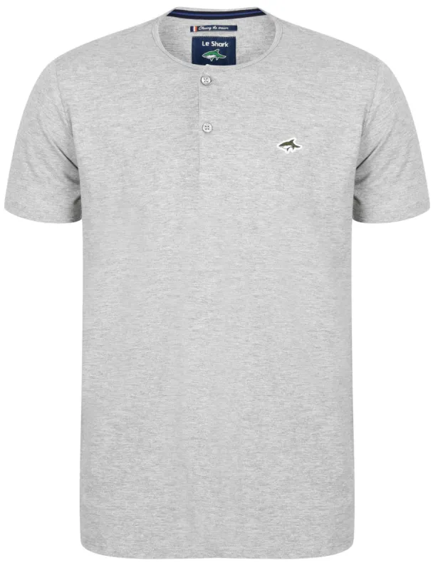 Cook Cotton Jersey T-Shirt with Henley Neckline in Light Grey Marl- Le Shark sold by Tokyo Laundry