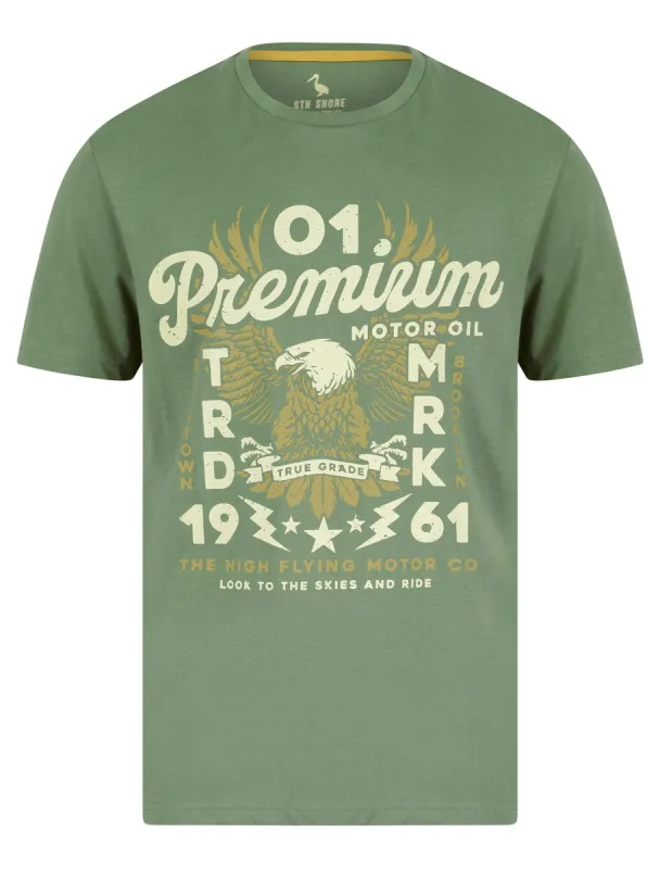 Premium Eagle Motif Cotton Jersey T-Shirt in Sea Spray Green - South Shore sold by Tokyo Laundry