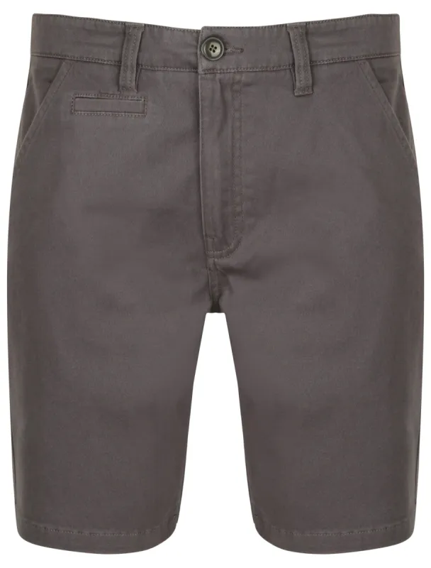 Orian Cotton Twill Chino Shorts with Stretch In Dark Grey - South Shore sold by Tokyo Laundry