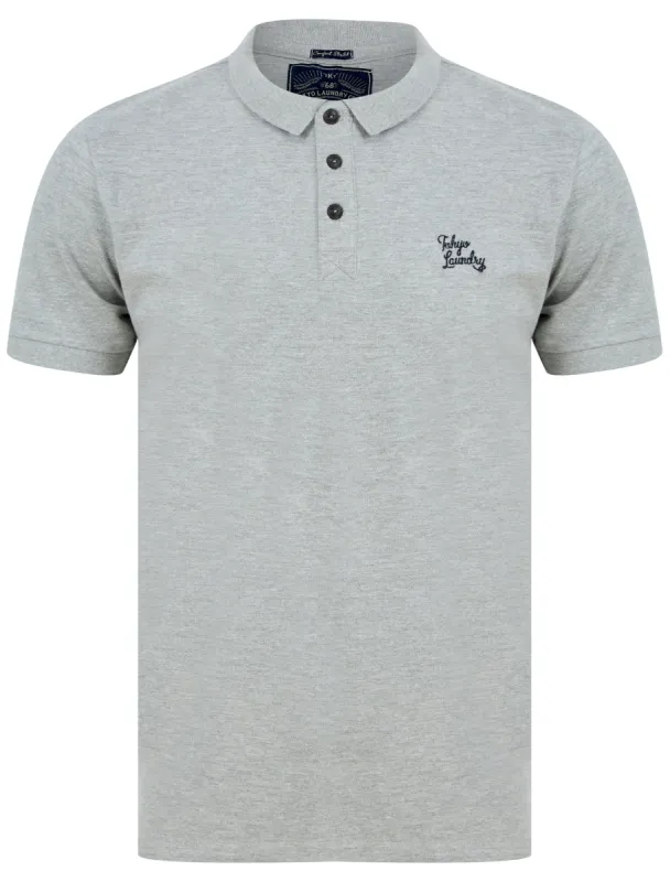 Marahau 3 Signature Cotton Pique Polo Shirt in Light Grey Marl - Tokyo Laundry sold by Tokyo Laundry