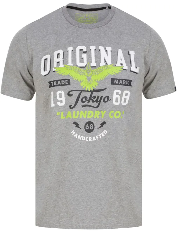 Original Flyer Motif Cotton Jersey T-Shirt in Mid Grey Marl - Tokyo Laundry sold by Tokyo Laundry
