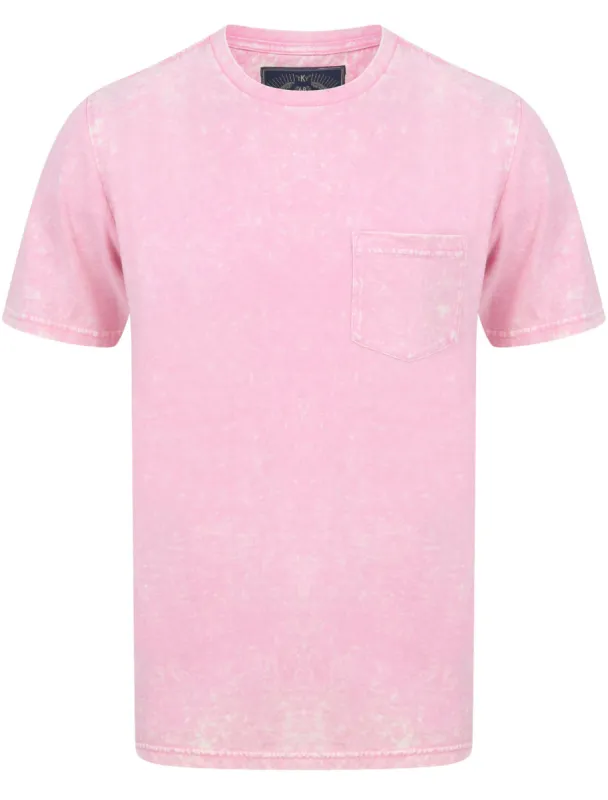 Tannan Acid Wash Cotton Jersey T-Shirt with Chest Pocket In Sachet Pink - Tokyo Laundry sold by Tokyo Laundry