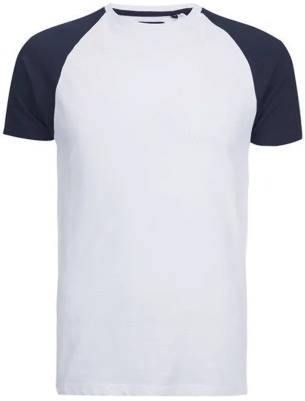 Baptist Raglan Sleeve Baseball T-Shirt in White / Blue sold by Tokyo Laundry