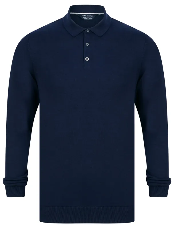 Dollard Jersey Cotton Long Sleeve Polo Shirt in Ink - Kensington Eastside made by Tokyo Laundry
