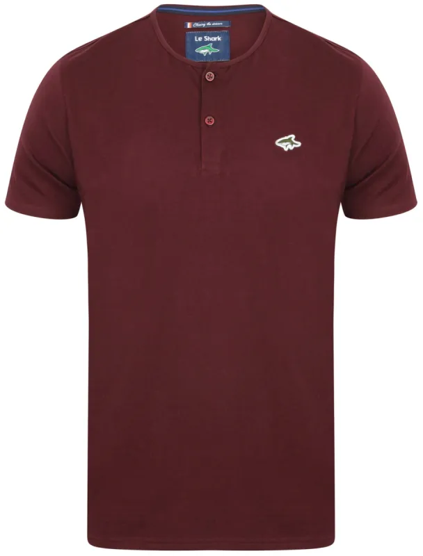 Cook Cotton Jersey T-Shirt with Henley Neckline in Wine Tasting - Le Shark sold by Tokyo Laundry