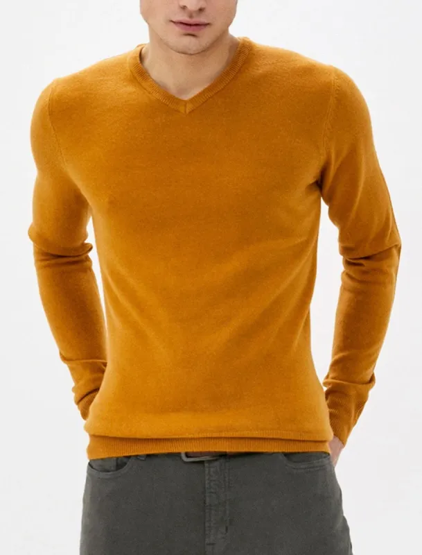 Silvo Soft Cashmillon V Neck Jumper In Mustard - Kensington Eastside sold by Tokyo Laundry
