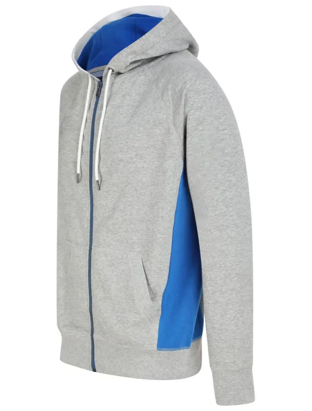 Diablo Brushback Fleece Zip Through Hoodie with Contrast Side Panels in Light Grey Marl - Tokyo Laundry sold by Tokyo Laundry