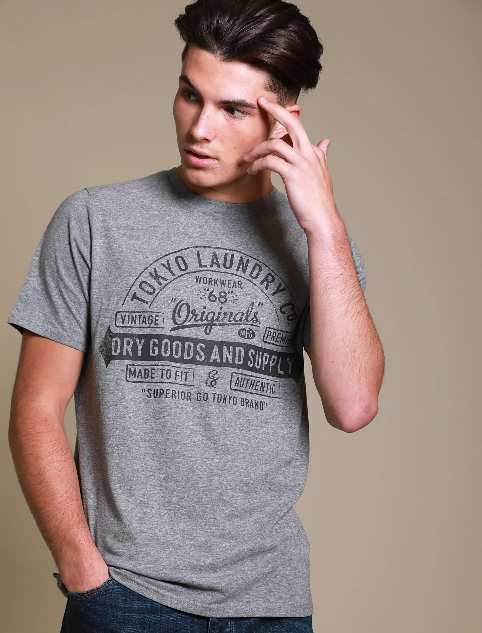 Fox Motif Cotton Jersey T-Shirt In Mid Grey Marl - Tokyo Laundry sold by Tokyo Laundry product image thumbnail 3