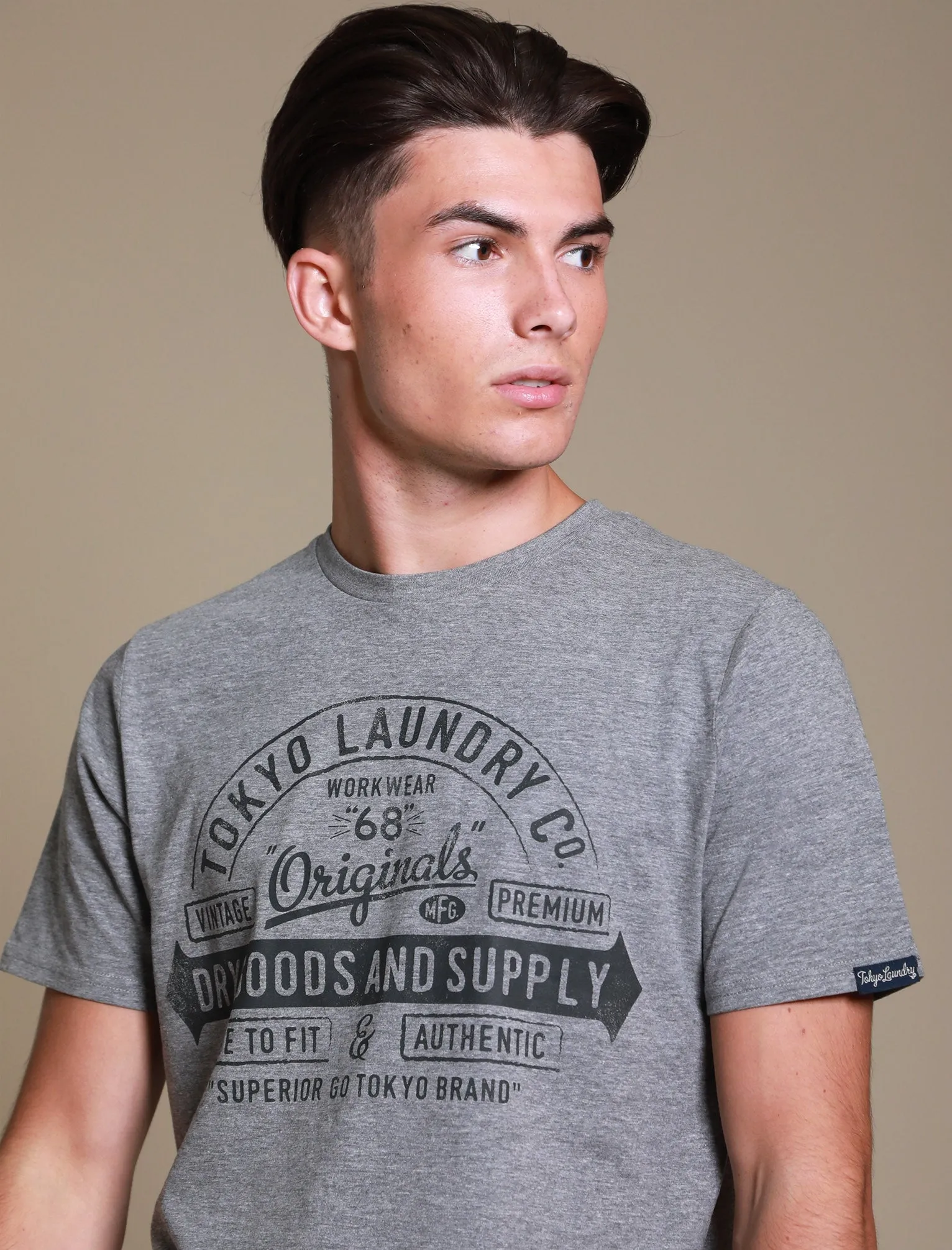 Fox Motif Cotton Jersey T-Shirt In Mid Grey Marl - Tokyo Laundry sold by Tokyo Laundry