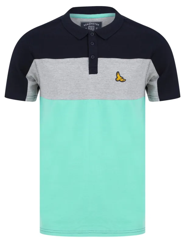 Stoneleigh Colour Block Cotton Pique Polo Shirt in Dusty Jade Green - Kensington Eastside sold by Tokyo Laundry