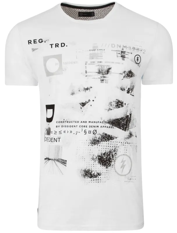 Convex Motif Cotton T-Shirt In Optic White - Dissident sold by Tokyo Laundry