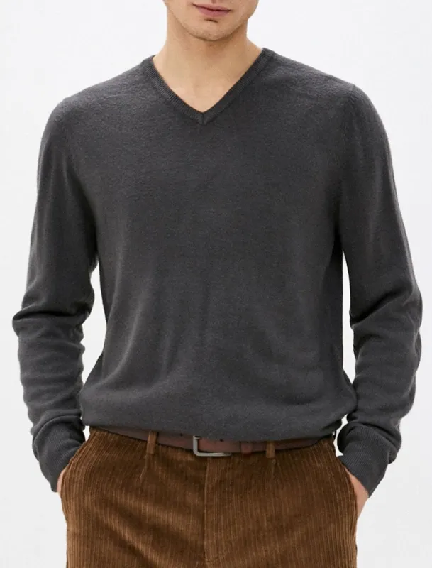 Silvo Soft Cashmillon V Neck Jumper In Ebony Grey - Kensington Eastside sold by Tokyo Laundry
