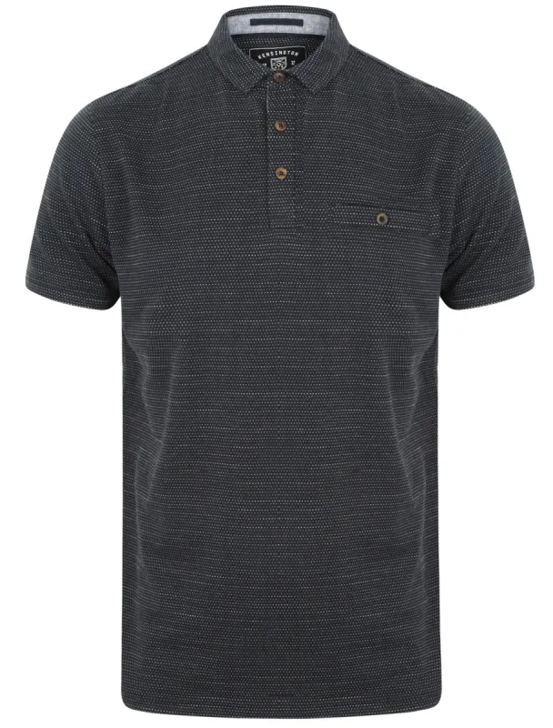 Hare Jacquard Spot Polo Shirt In True Navy - Kensington Eastside sold by Tokyo Laundry