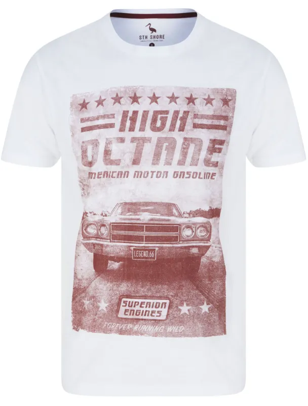 High Octane Motif Cotton Jersey T-Shirt in Optic White - South Shore sold by Tokyo Laundry