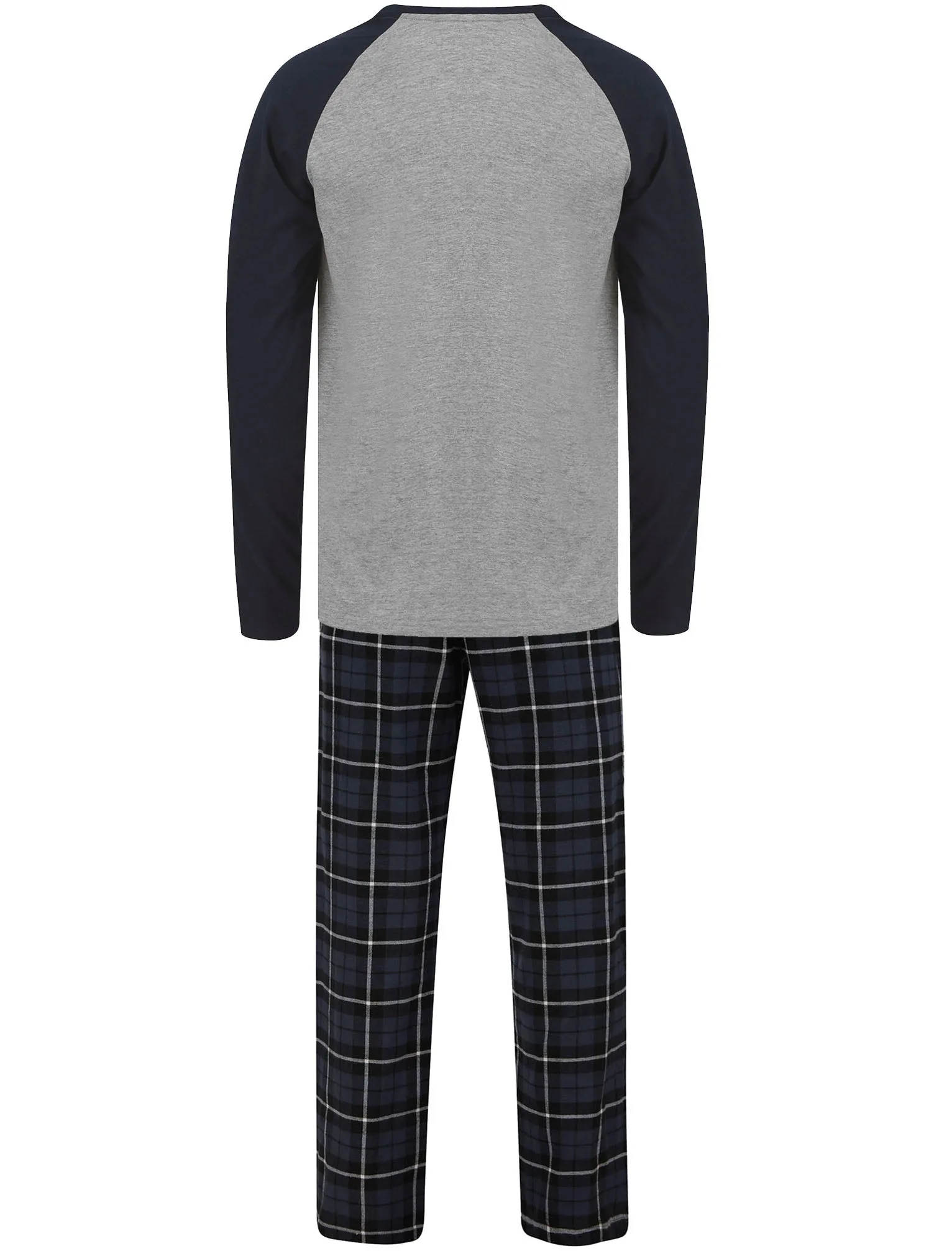 Men's Reindeer Applique 2pc Lounge Pyjama Set in Light Grey Marl / Navy Black Check - Merry Christmas sold by Tokyo Laundry product image thumbnail 2