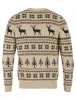 Men's Stag Jacquard Nordic Fair Isle Knitted Christmas Jumper in Biscuit Twist - Merry Christmas sold by Tokyo Laundry