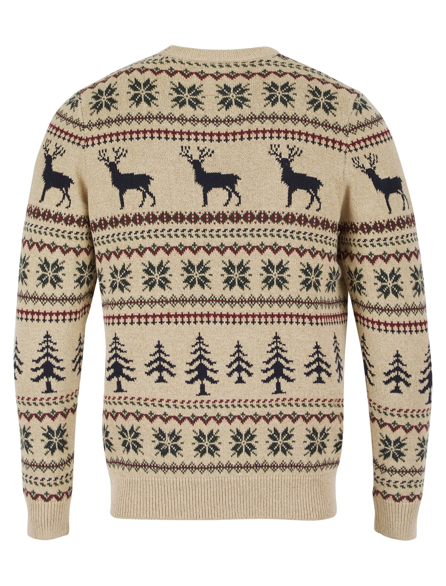 Men's Stag Jacquard Nordic Fair Isle Knitted Christmas Jumper in Biscuit Twist - Merry Christmas sold by Tokyo Laundry product image thumbnail 2