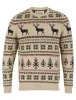 Men's Stag Jacquard Nordic Fair Isle Knitted Christmas Jumper in Biscuit Twist - Merry Christmas sold by Tokyo Laundry