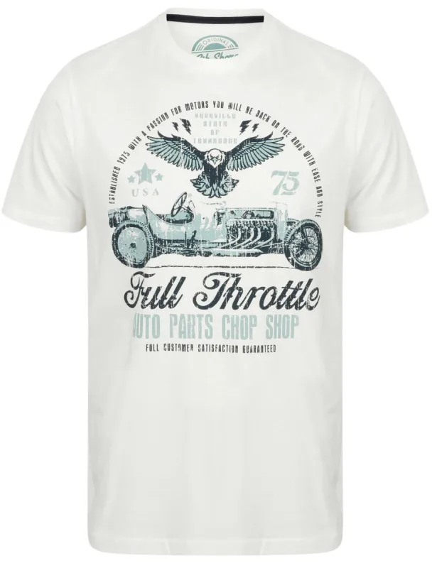 Full Throttle Motif Crew Neck T-Shirt In Ivory - South Shore sold by Tokyo Laundry