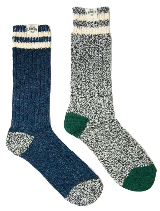 Tokyo Laundry Merrick socks in black & blue (2 Pack) sold by Tokyo Laundry