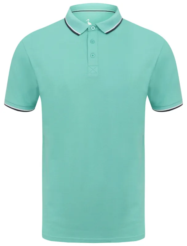 Rocky Bay Classic Cotton Pique Polo Shirt with Tipping In Mint - South Shore sold by Tokyo Laundry
