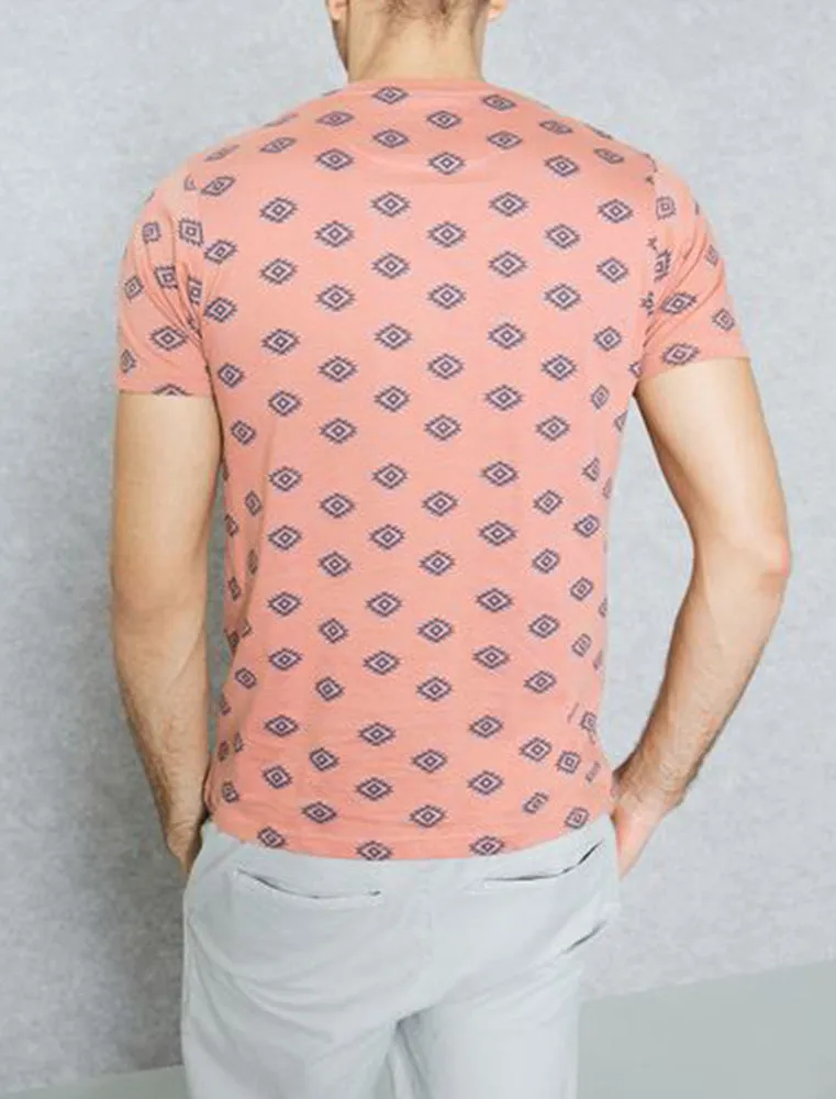 Berdan Aztec Print Crew Neck T-Shirt with Pocket in Pink sold by Tokyo Laundry product image thumbnail 4