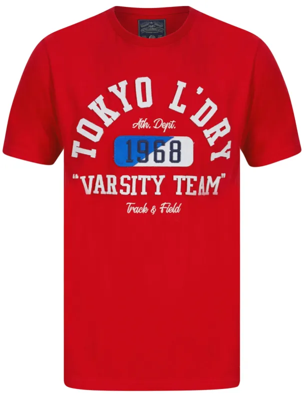 Varsity Team Motif Cotton Jersey T-Shirt In Barados Cherry - Tokyo Laundry sold by Tokyo Laundry