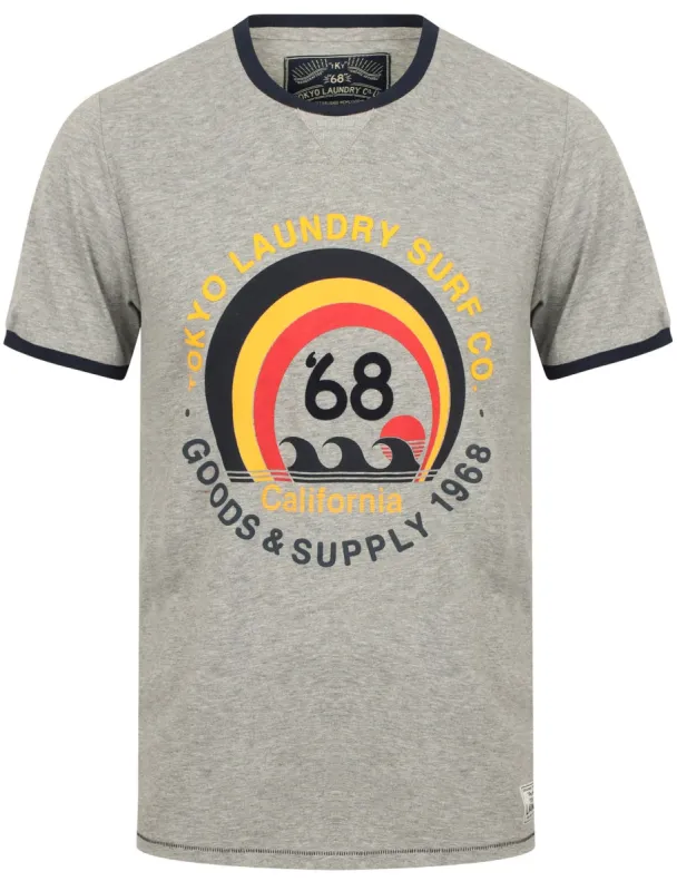 Summer Haze Cotton Ringer T-Shirt In Light Grey Marl - Tokyo Laundry sold by Tokyo Laundry