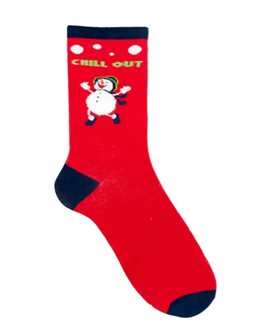 Mens Noel Chill Out Snowman Novelty Christmas Socks in Red sold by Tokyo Laundry product image thumbnail 2