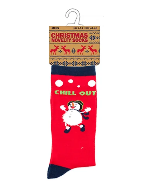 Mens Noel Chill Out Snowman Novelty Christmas Socks in Red sold by Tokyo Laundry product image thumbnail 3