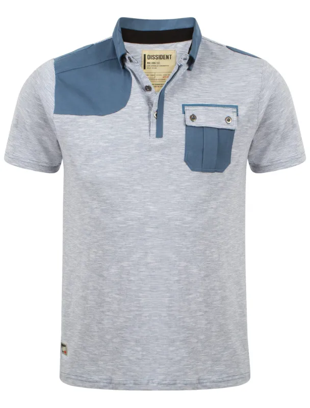 Dissident Zoo3 Cotton Polo Neck T-shirt In Vintage Blue made by Tokyo Laundry