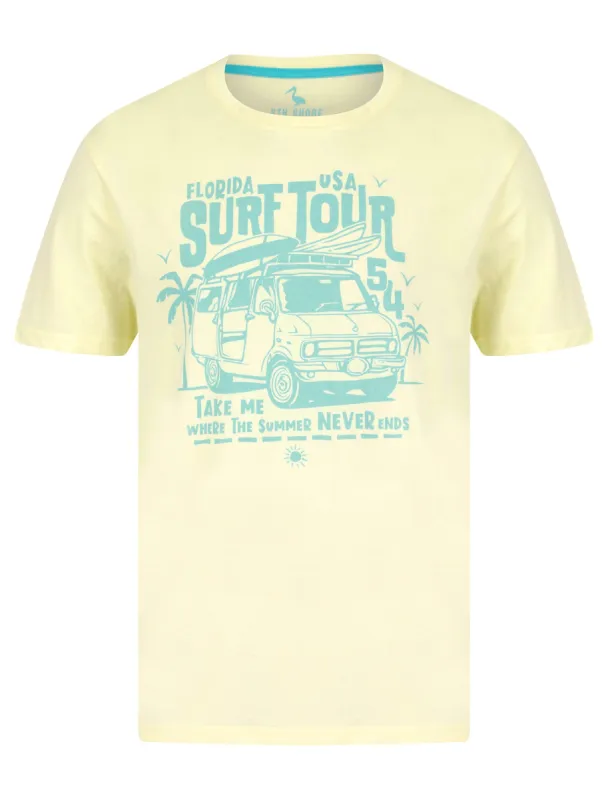 Surf Tour Motif Cotton Jersey T-Shirt in Transparent Yellow - South Shore sold by Tokyo Laundry